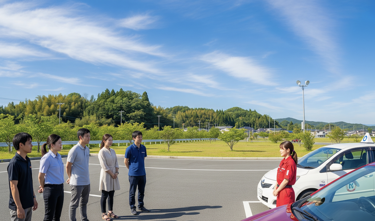 教習所で運転講習を受講するベトナム人男女