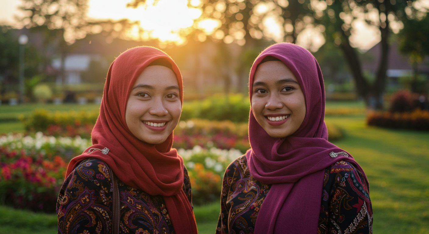 ヒジャブをしたインドネシア人女性2名