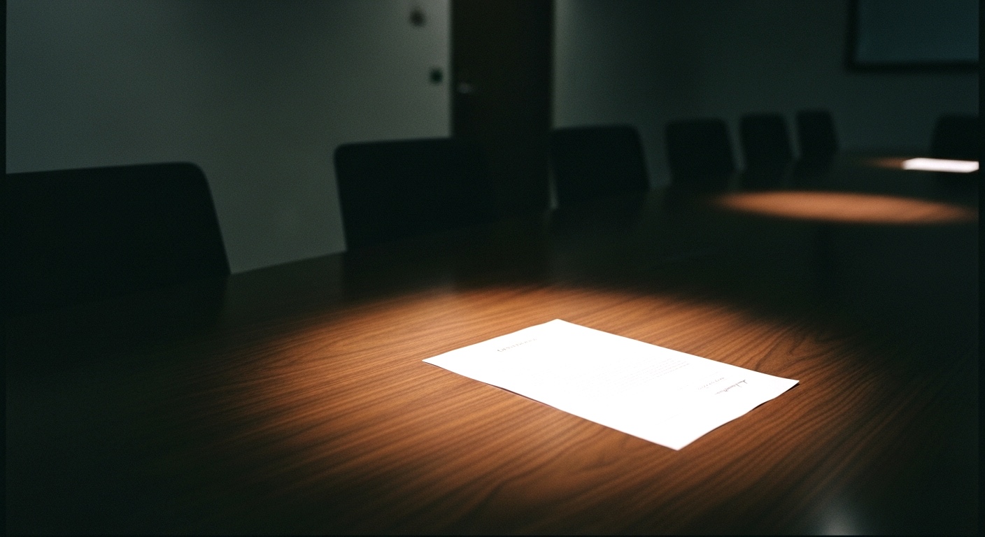 会議室のテーブルに置かれた一枚の書類